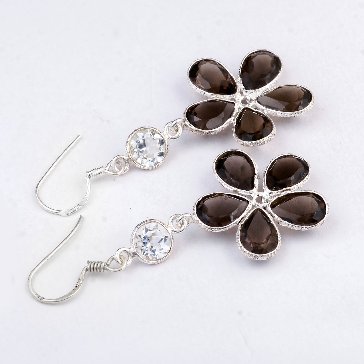 12.05 Ct Smoky Quartz 925 Sterling Silver Earrings