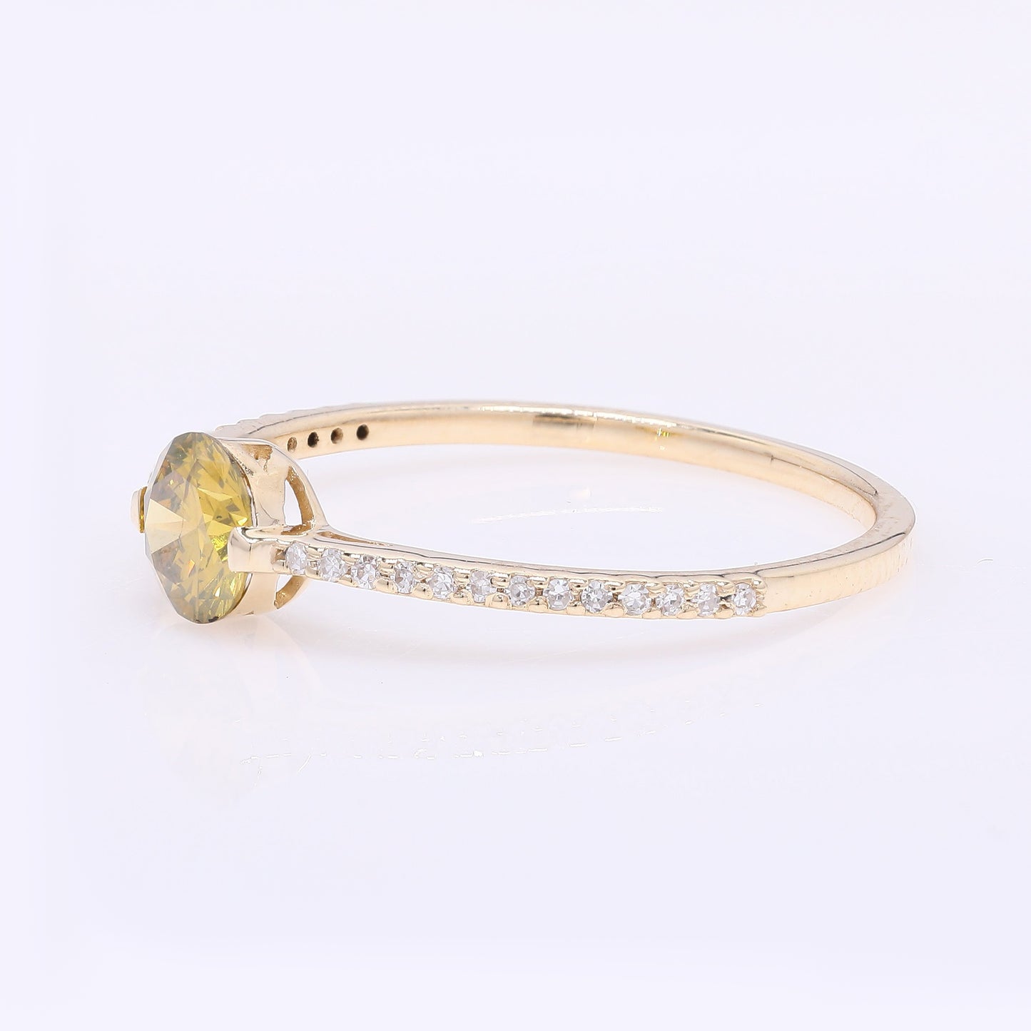 0.57 Ct Round Yellow Diamond 14K Gold Ring
