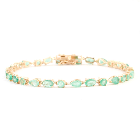 5.35 Ct Oval Emerald 14K Gold Bracelet