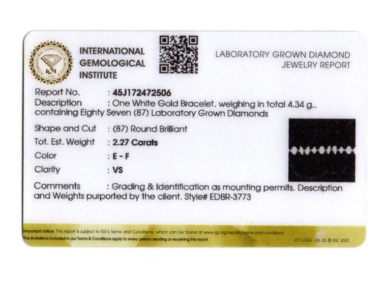 2.27 Carats Lab Grown Diamond 14K Gold Bracelet