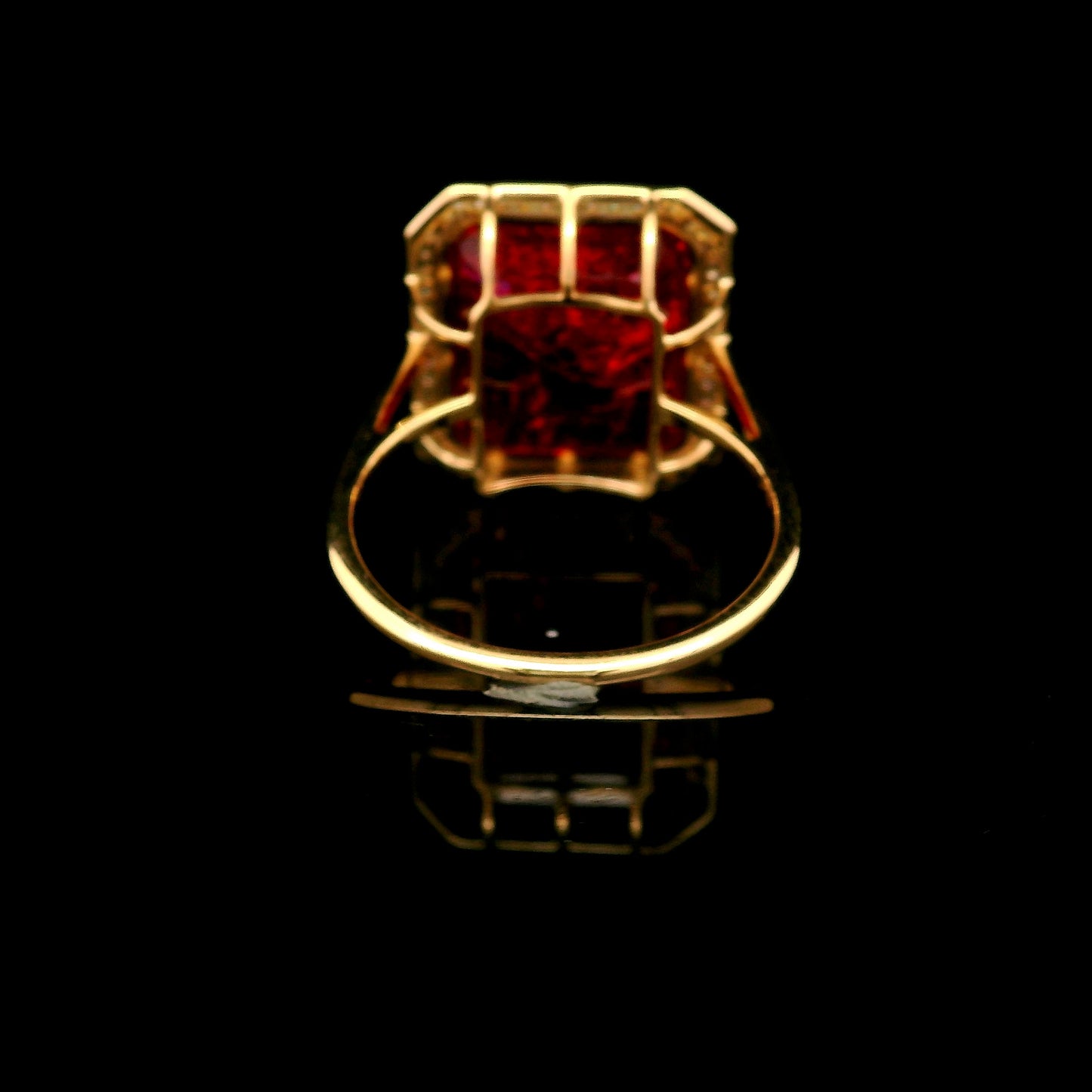 14.44 Ct Emerald Cut Lab Grown Ruby 14K Gold Ring