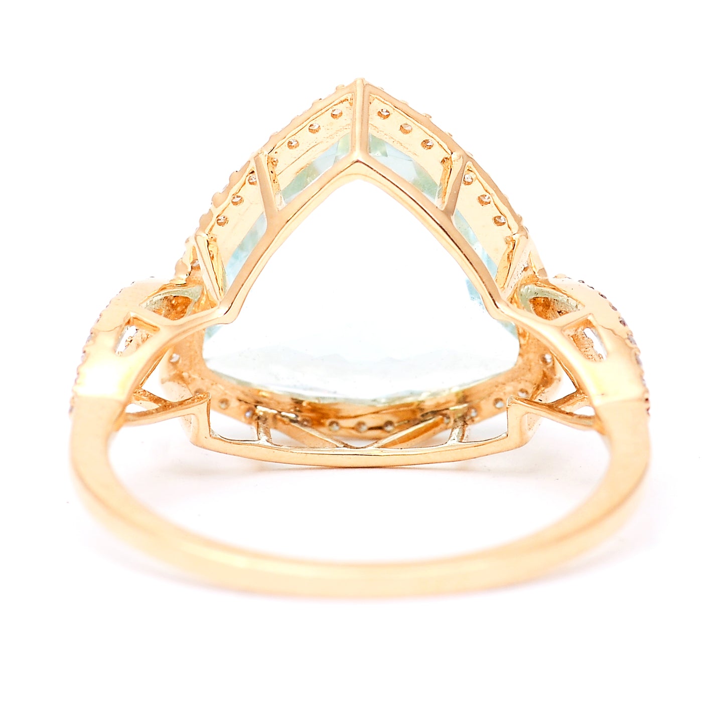 4.46 Ct Triangle Mixed Cut Natural Aquamarine 14K Gold Ring