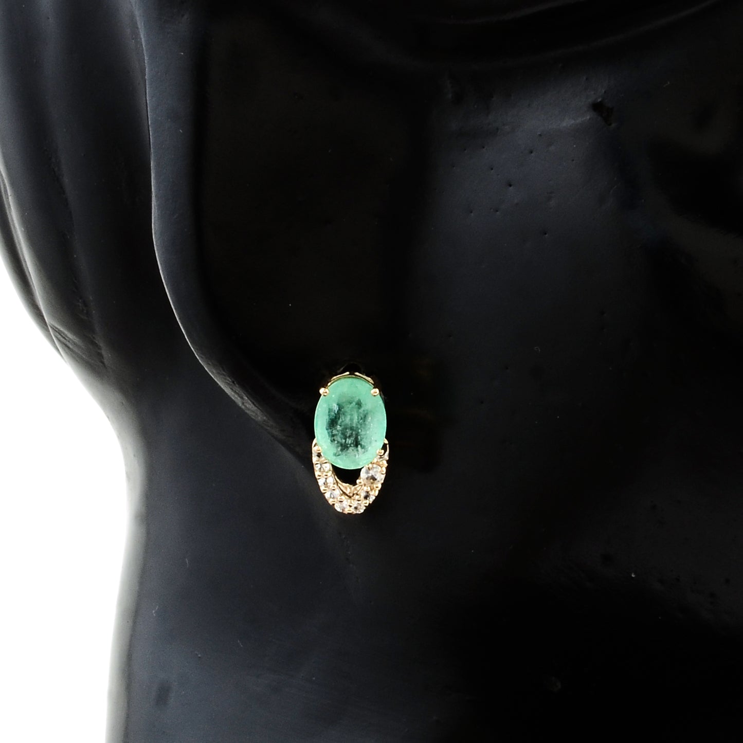 2.86 Ct Oval Emerald 14K Gold Earrings