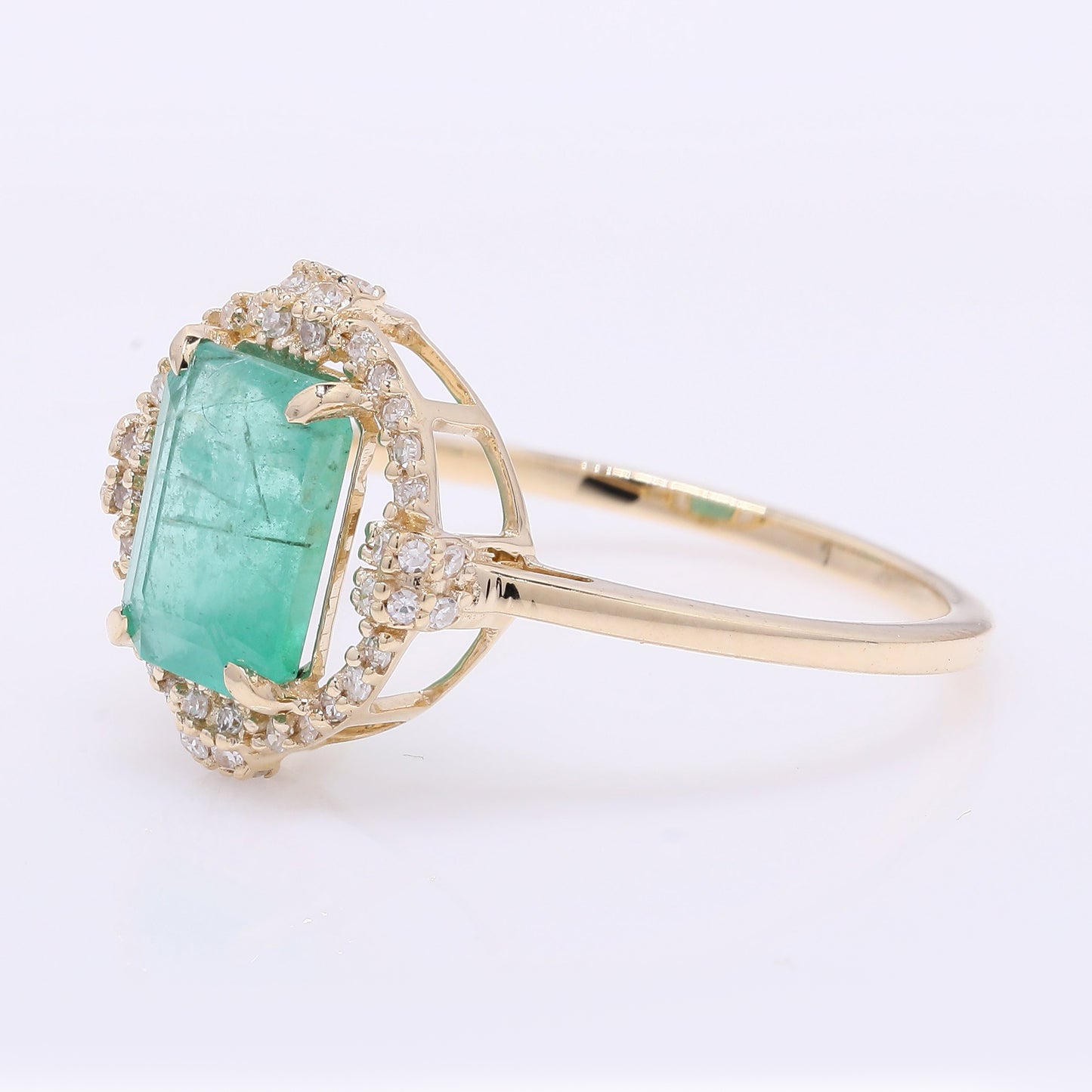1.75 Ct Octagon Step Cut Natural Emerald 14K Gold Ring