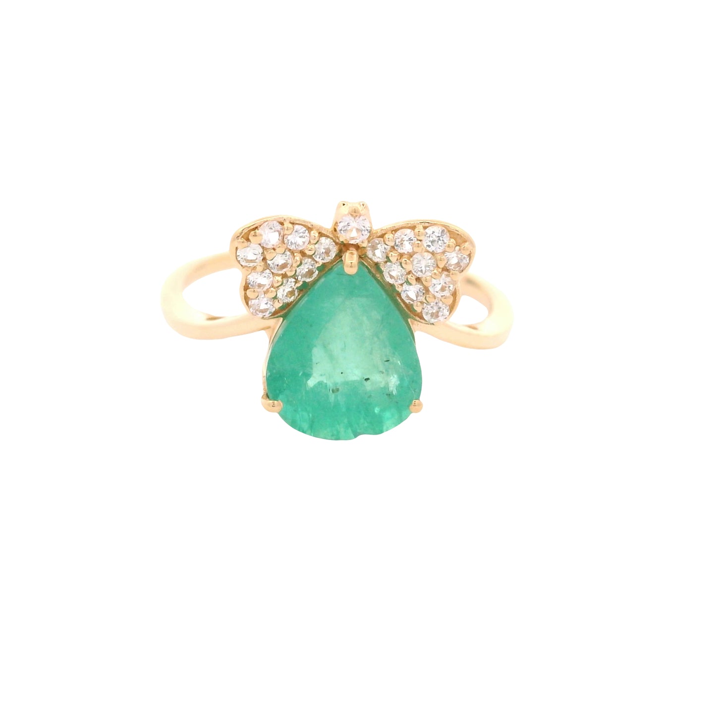 2.22 Ct Pear Emerald 14K Gold Ring