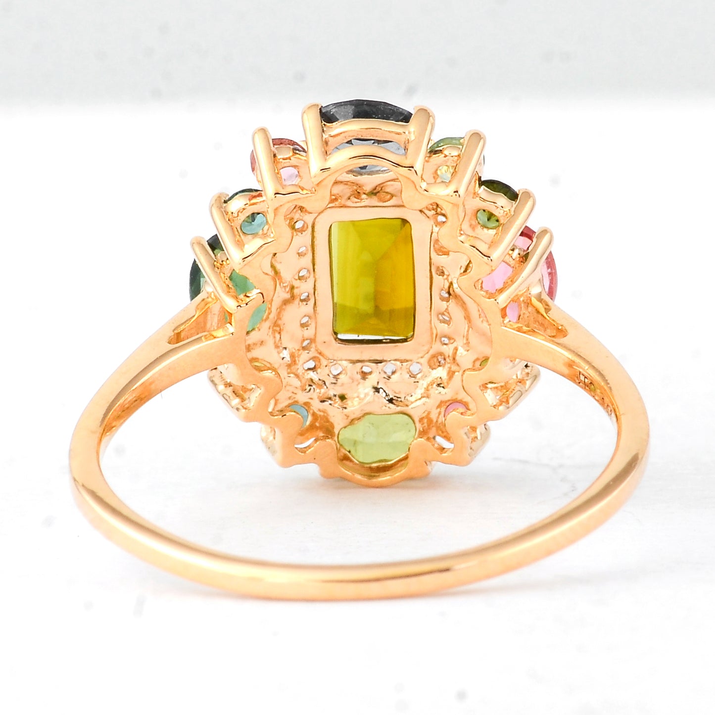 1.73 Ct Octagon Multi Tourmaline 14K Gold Ring