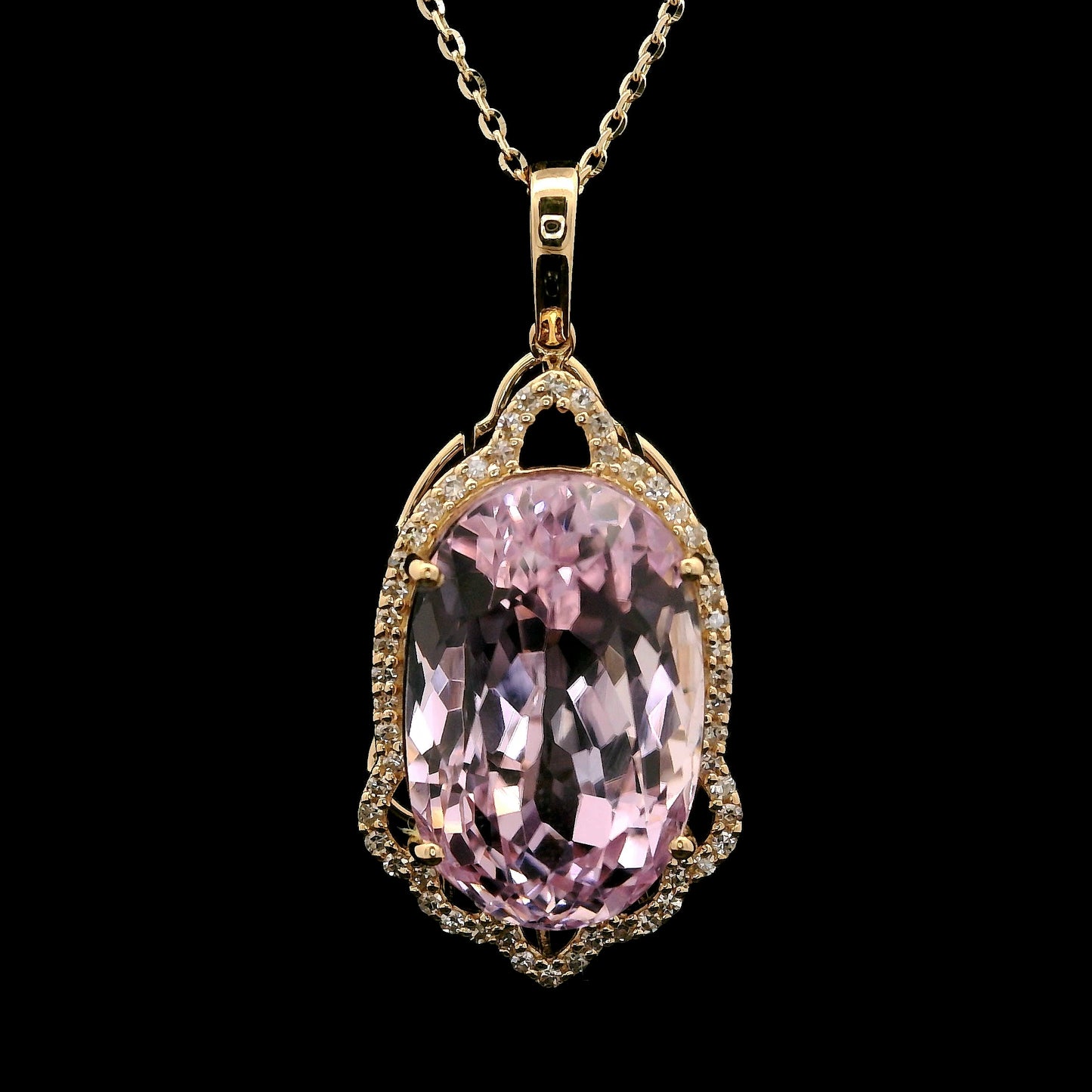 13.53 Ct Oval Kunzite 14K Gold Pendant