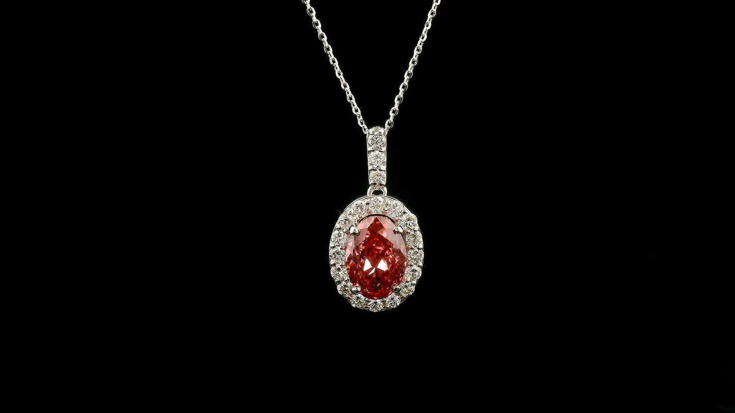 2.49 Carats Pink Lab Grown Diamond 14K Gold Pendant