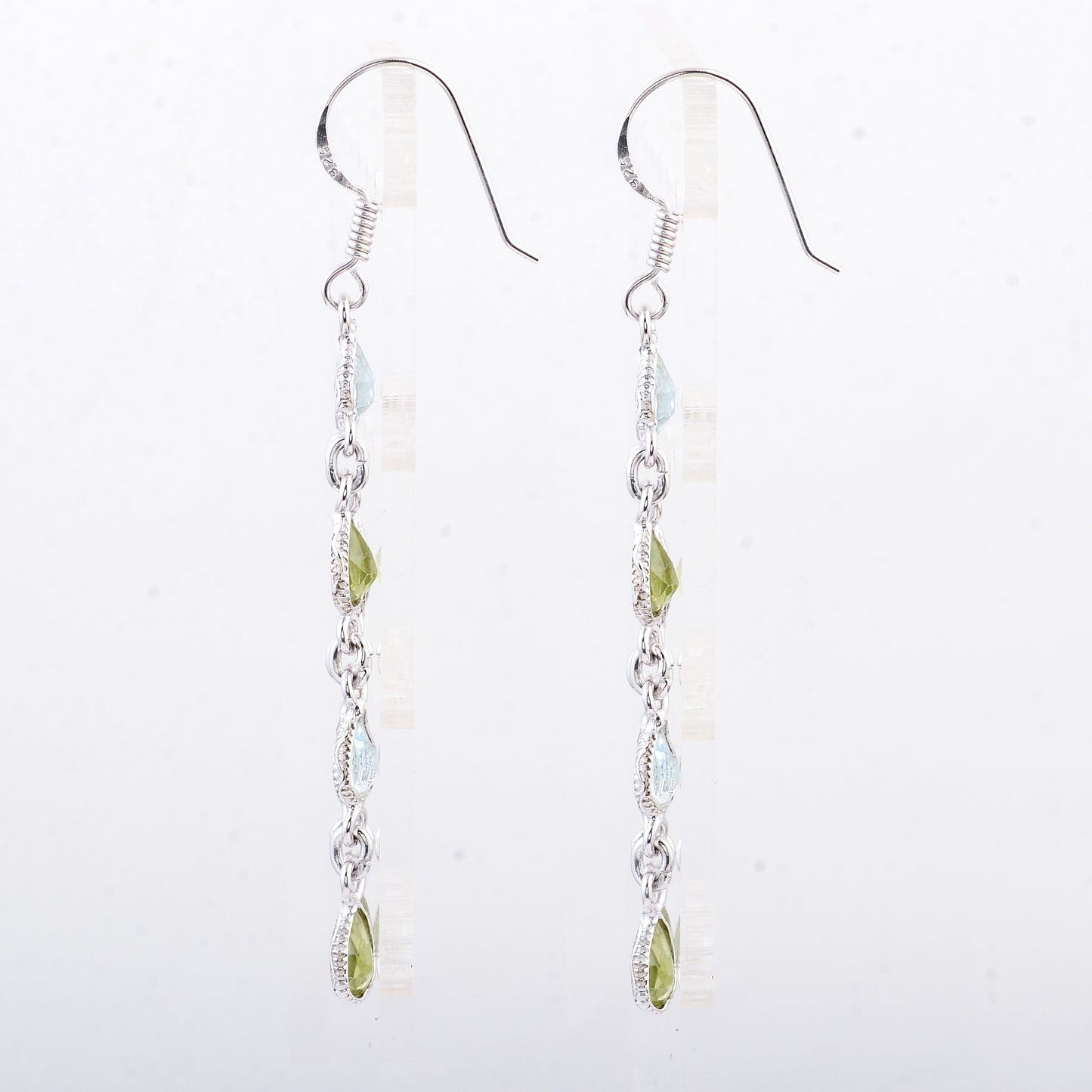 10.63 Ct Peridot, Blue Topaz 925 Sterling Silver Earrings