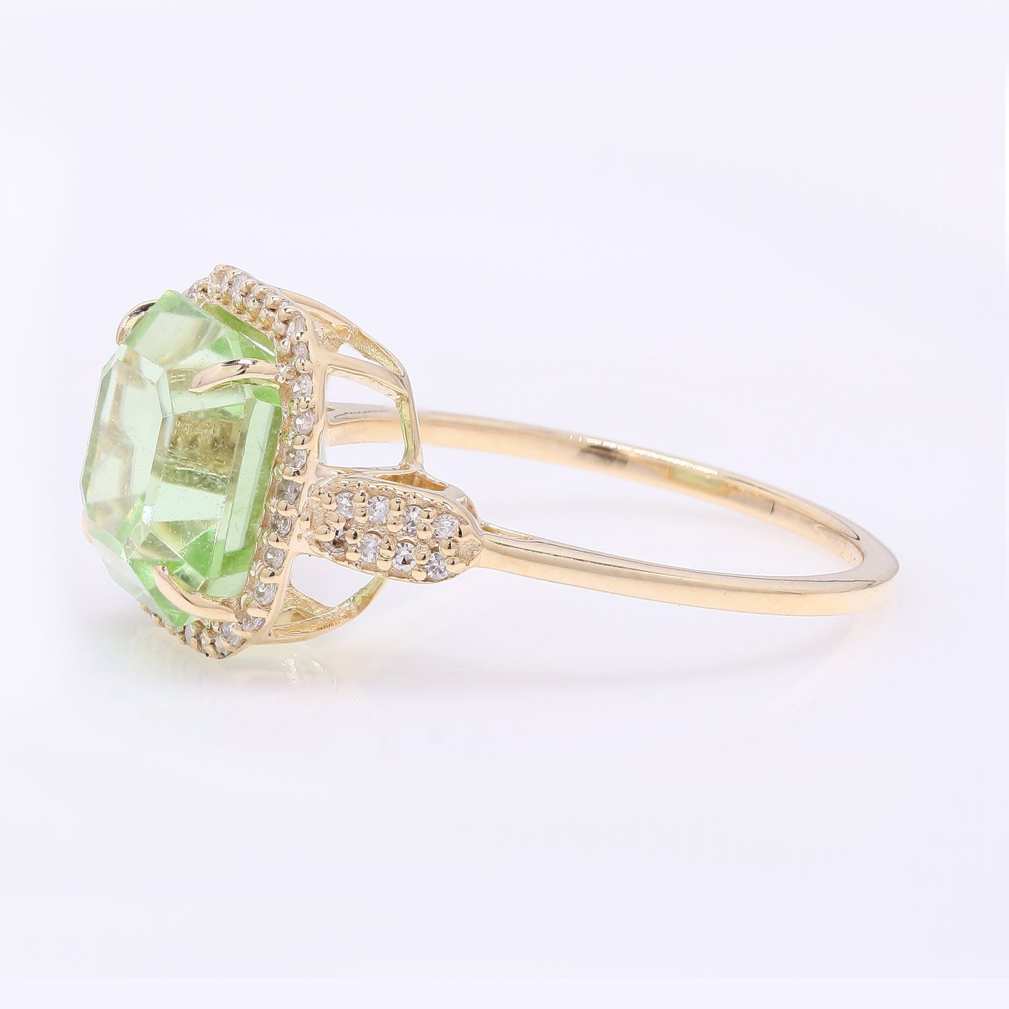 4.75 Ct Octagon Step Cut Natural Peridot 14K Gold Ring