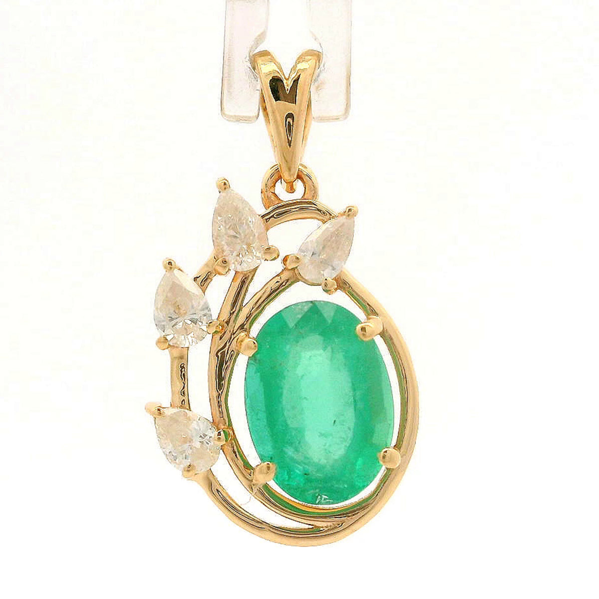1.26 Ct Oval Emerald 14K Gold Pendant