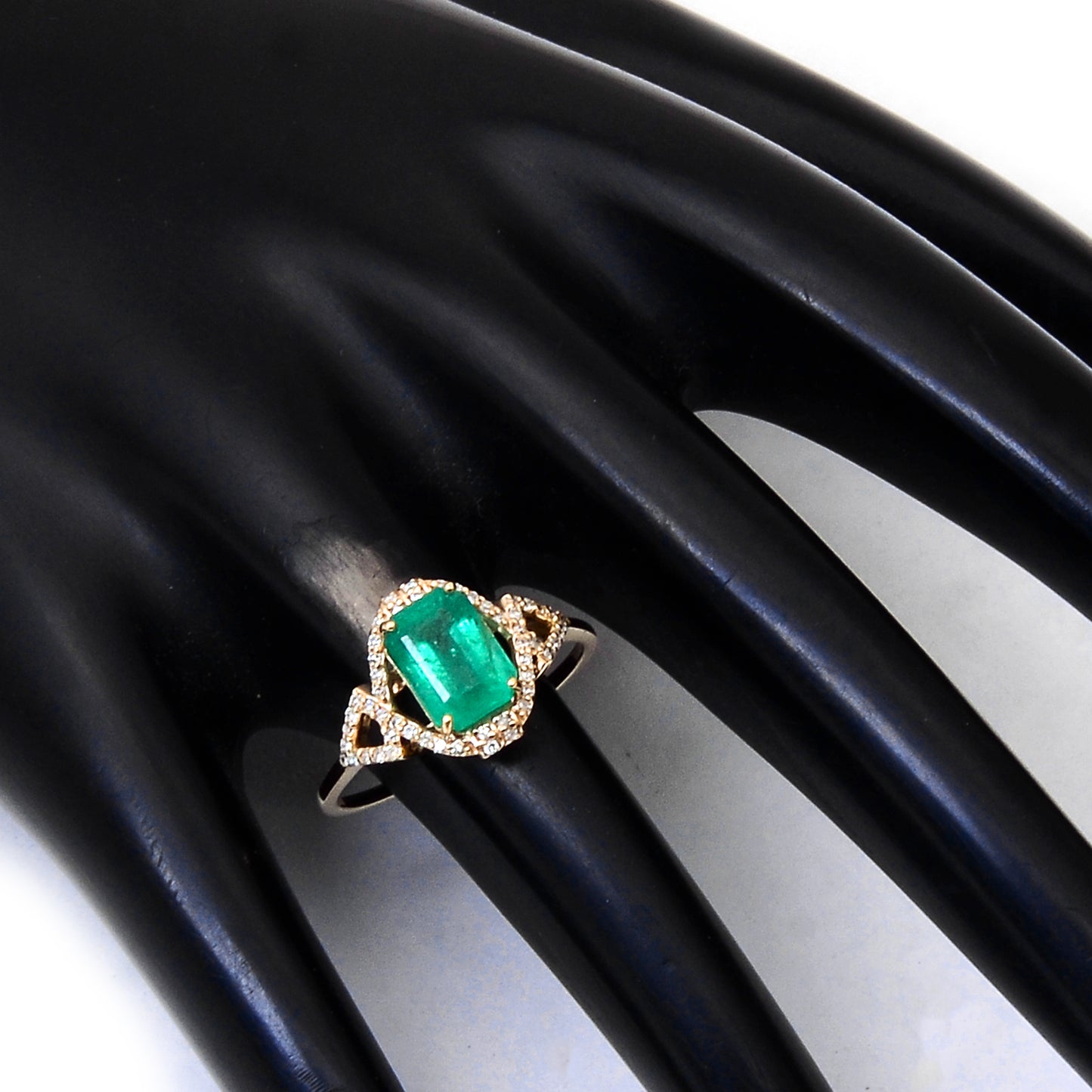 1.89 Ct Octagon Step Cut Natural Emerald 14K Gold Ring