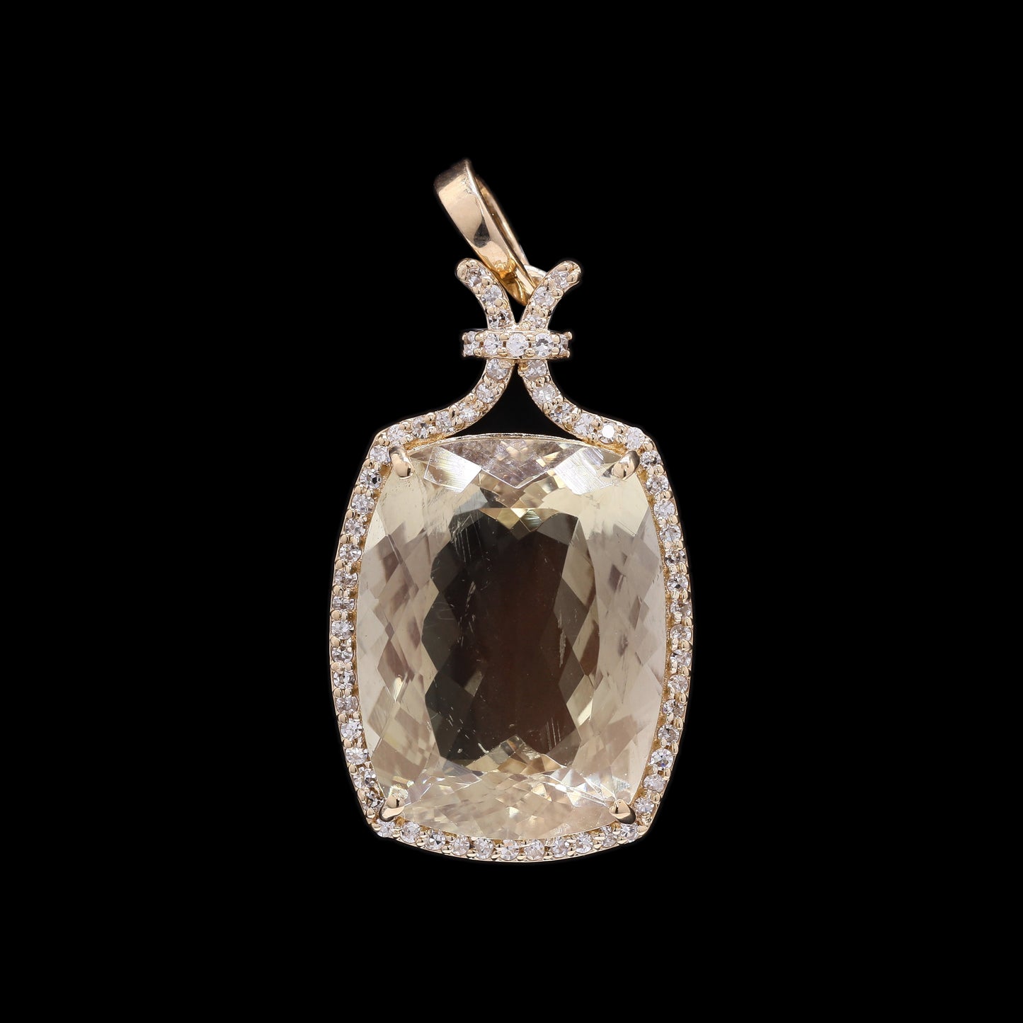 10.03 Ct Cushion Mixed Cut Natural Sunstone 14K Gold Pendant