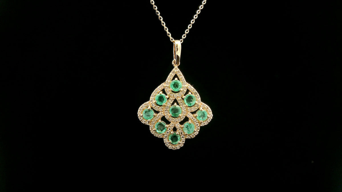 1.30 Ct Round Emerald 14K Gold Pendant