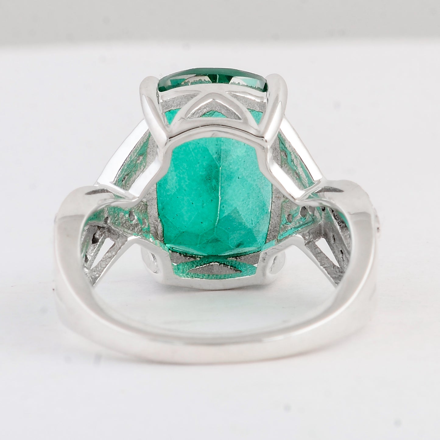 8.69 Ct Cushion Green Topaz 925 Sterling Silver Ring