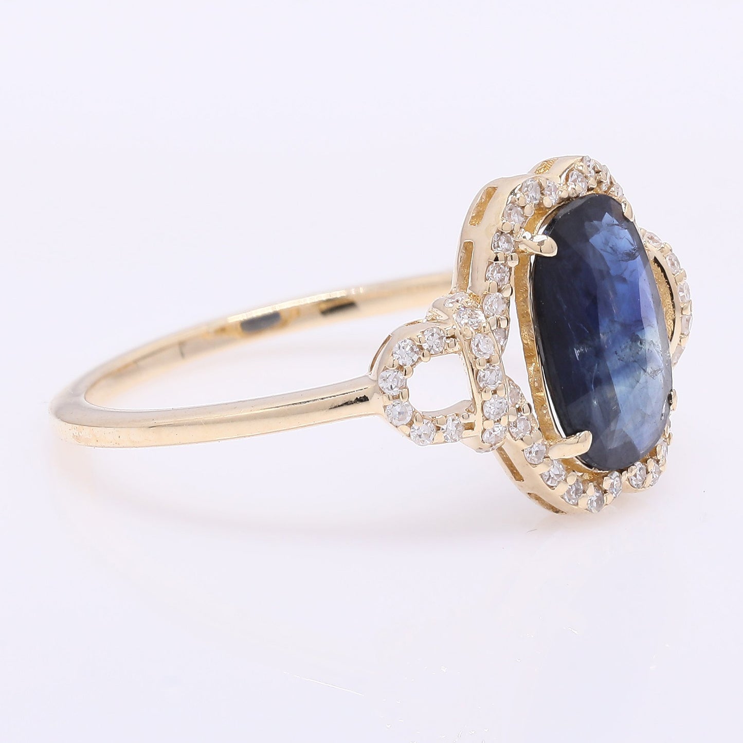 1.34 Ct Cushion Mixed Cut Natural Sapphire 14K Gold Ring