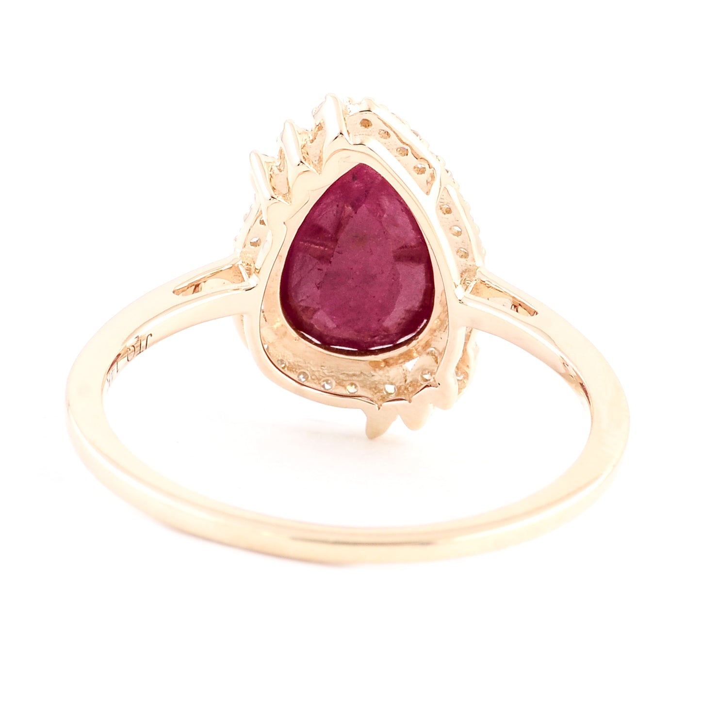 2.14 Ct Pear Mixed Cut Natural Corundum Ruby 14K Gold Ring