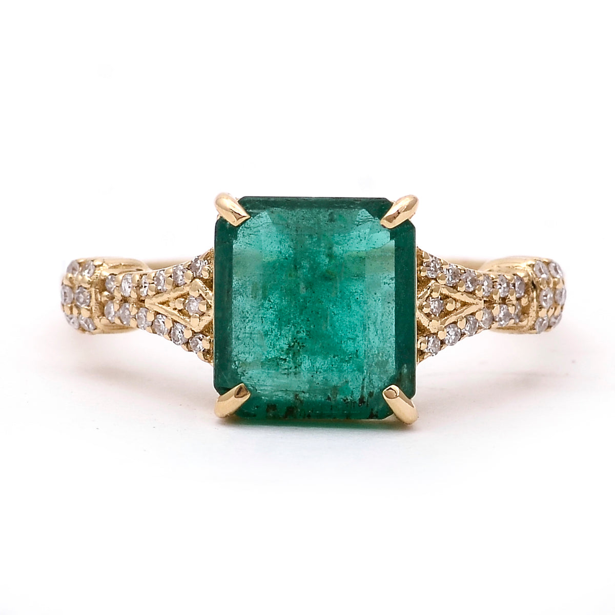 2.60 Ct Octagon Natural Emerald 14K Gold Ring