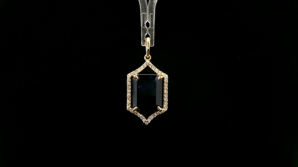 4.45 Ct Octagon Natural Sapphire 14K Gold Pendant