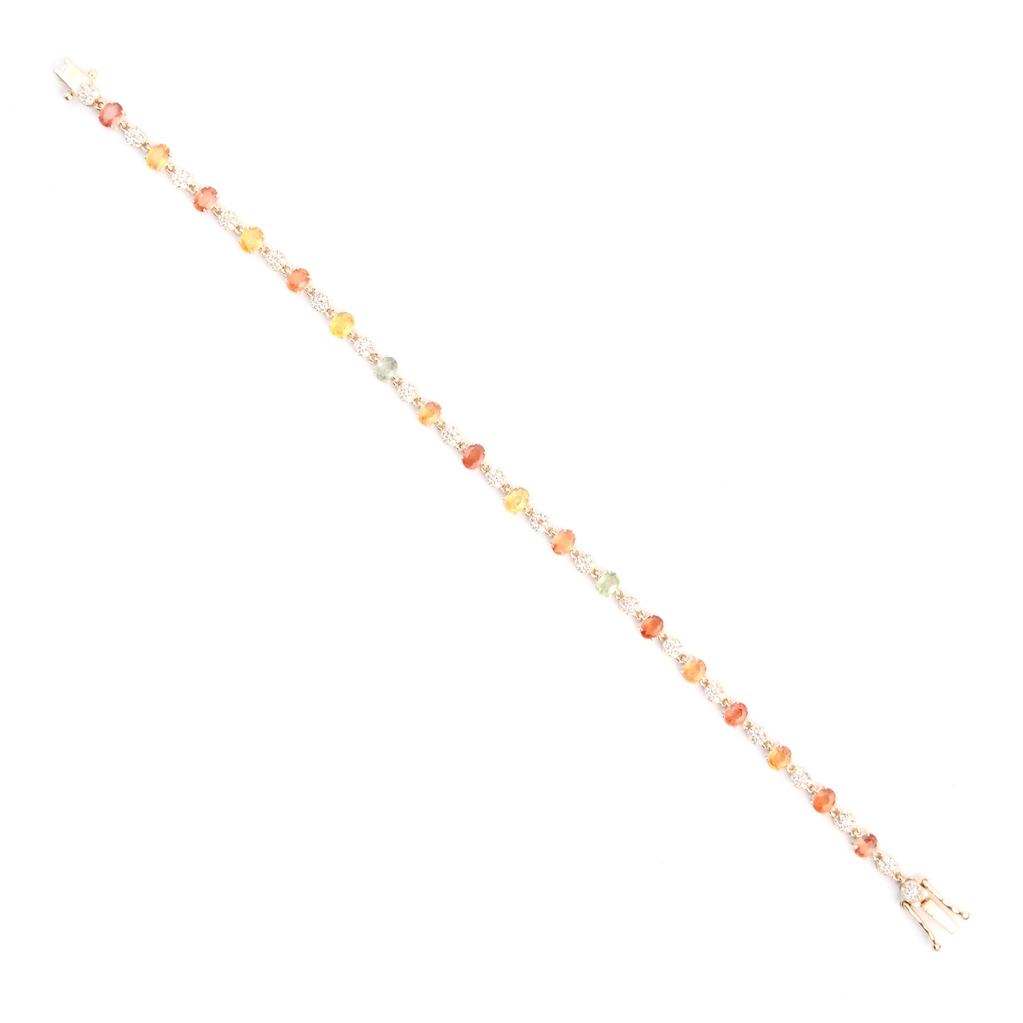 4.47 Ct Oval Multi Sapphire 14K Gold Bracelet
