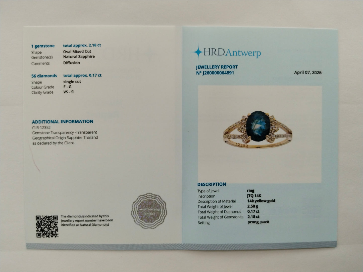 2.35 Ct Oval Mixed Cut Natural Sapphire 14K Gold Ring