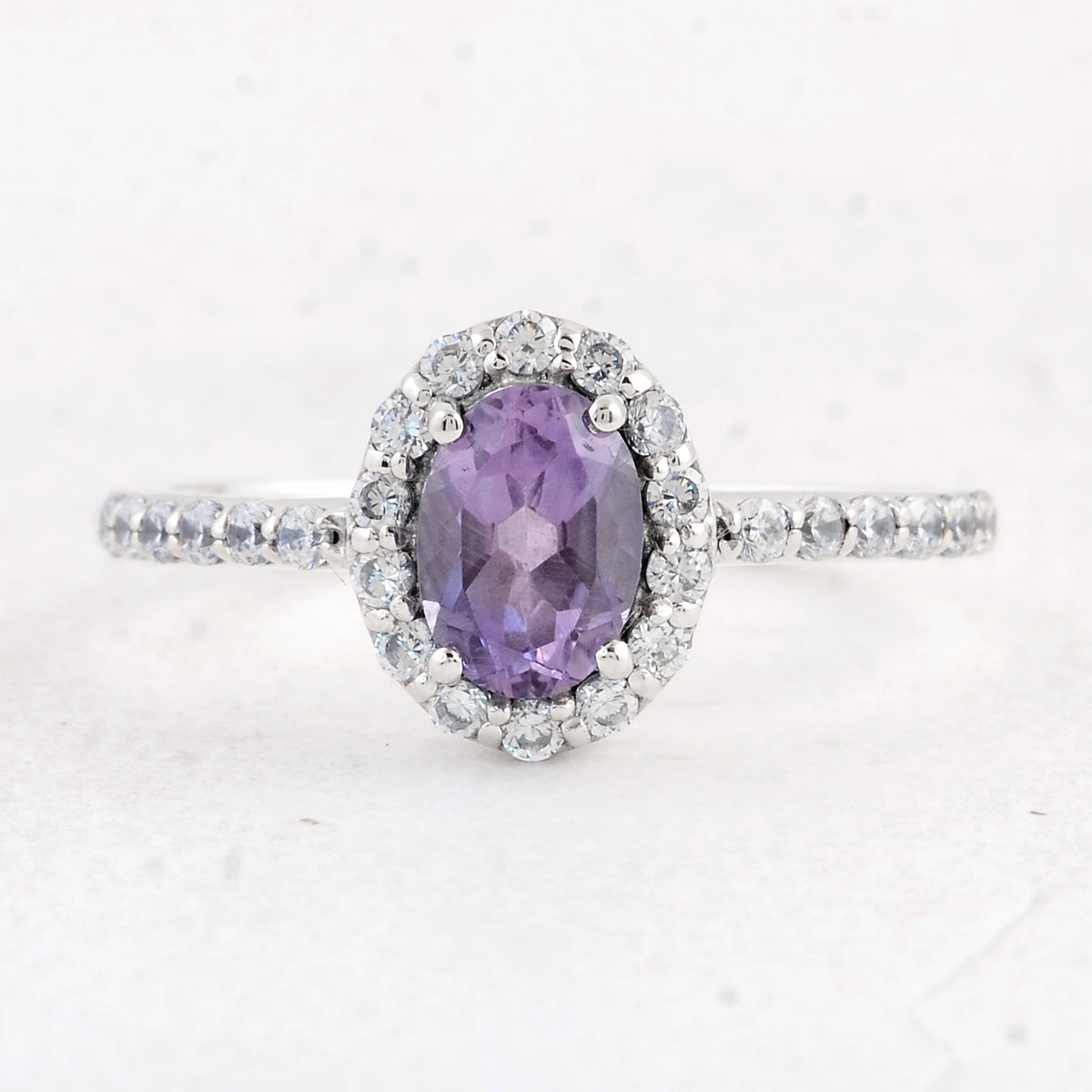 1.47 Ct Oval Amethyst 925 Sterling Silver Ring