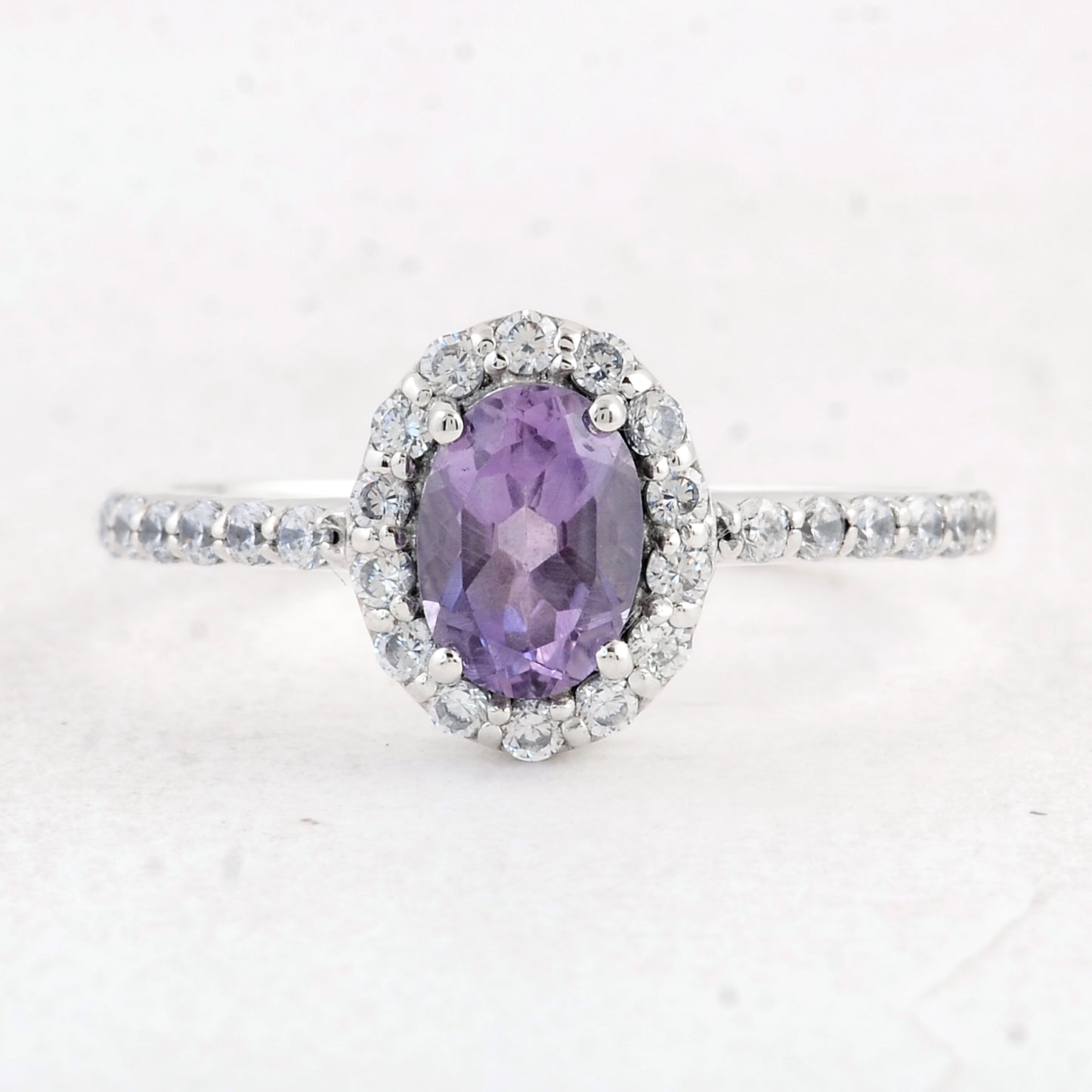 1.47 Ct Oval Amethyst 925 Sterling Silver Ring