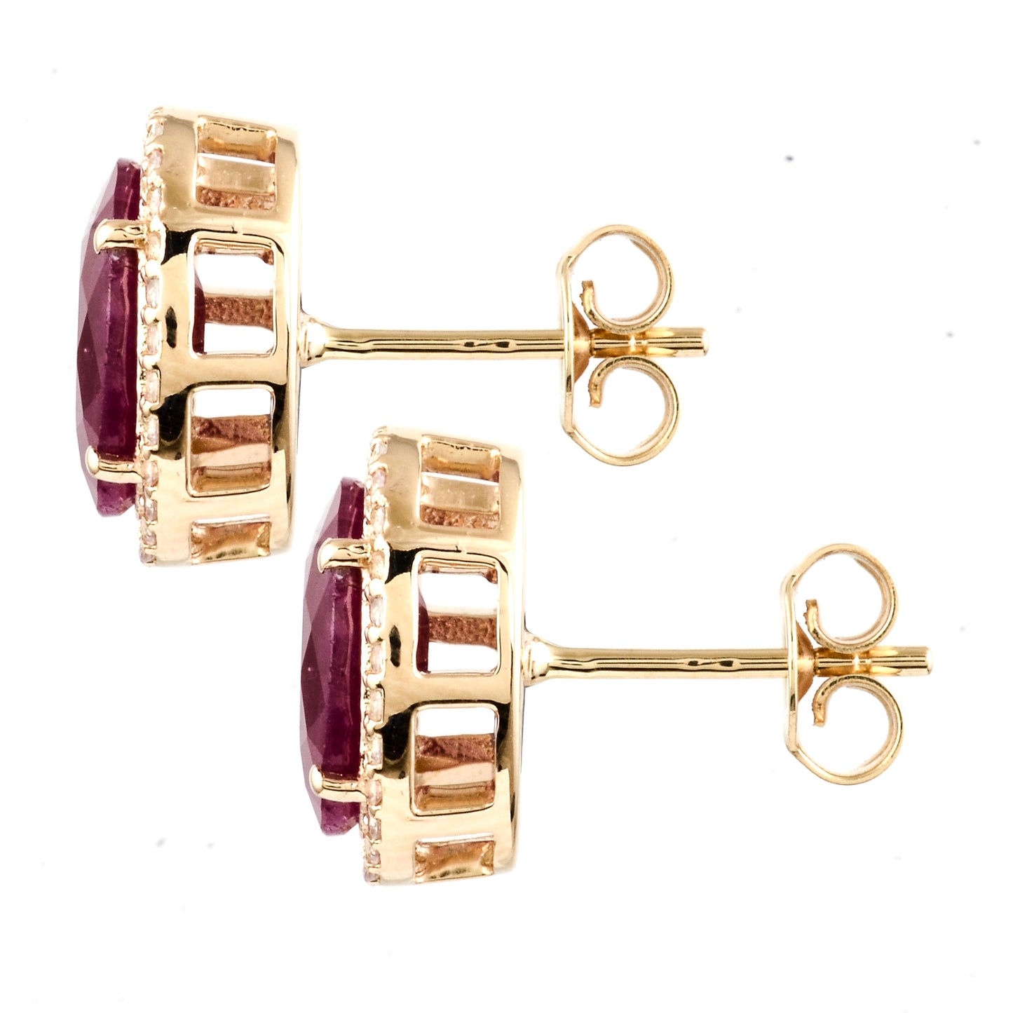 6.64 Ct Oval Ruby 14K Gold Earrings