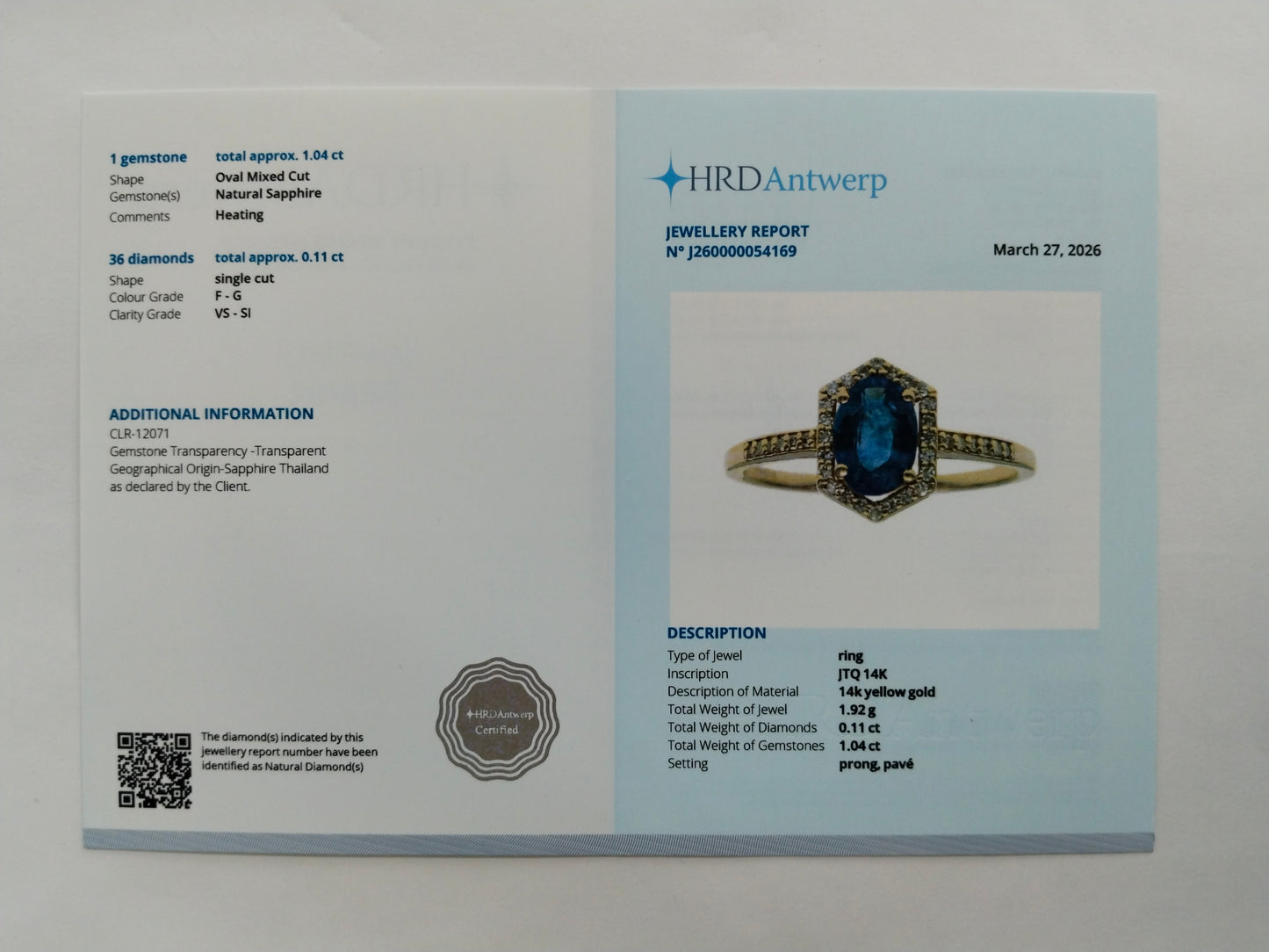1.15 Ct Oval Mixed Cut Natural Sapphire 14K Gold Ring