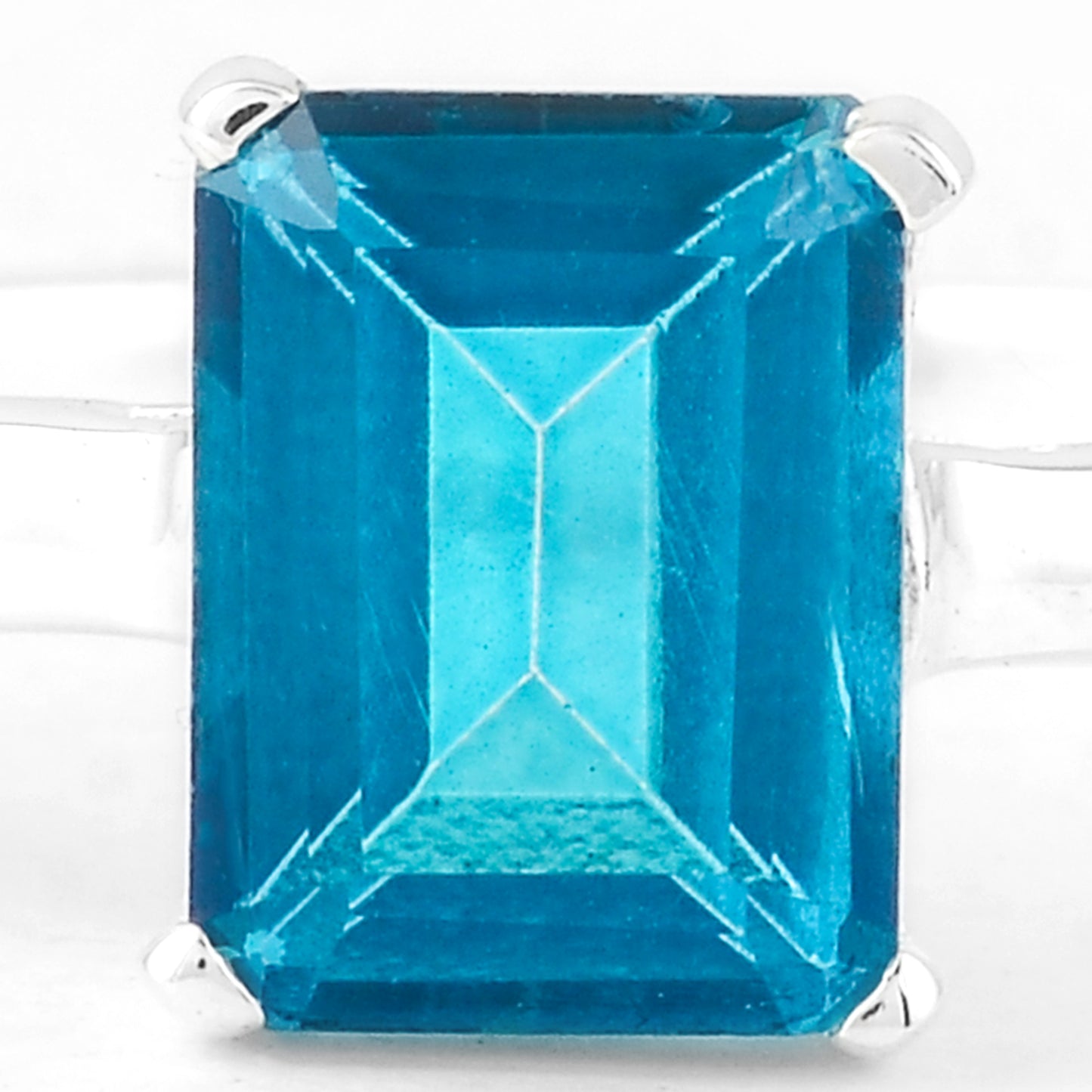 2.07 Ct Octagon Paraiba Topaz 925 Sterling Silver Ring