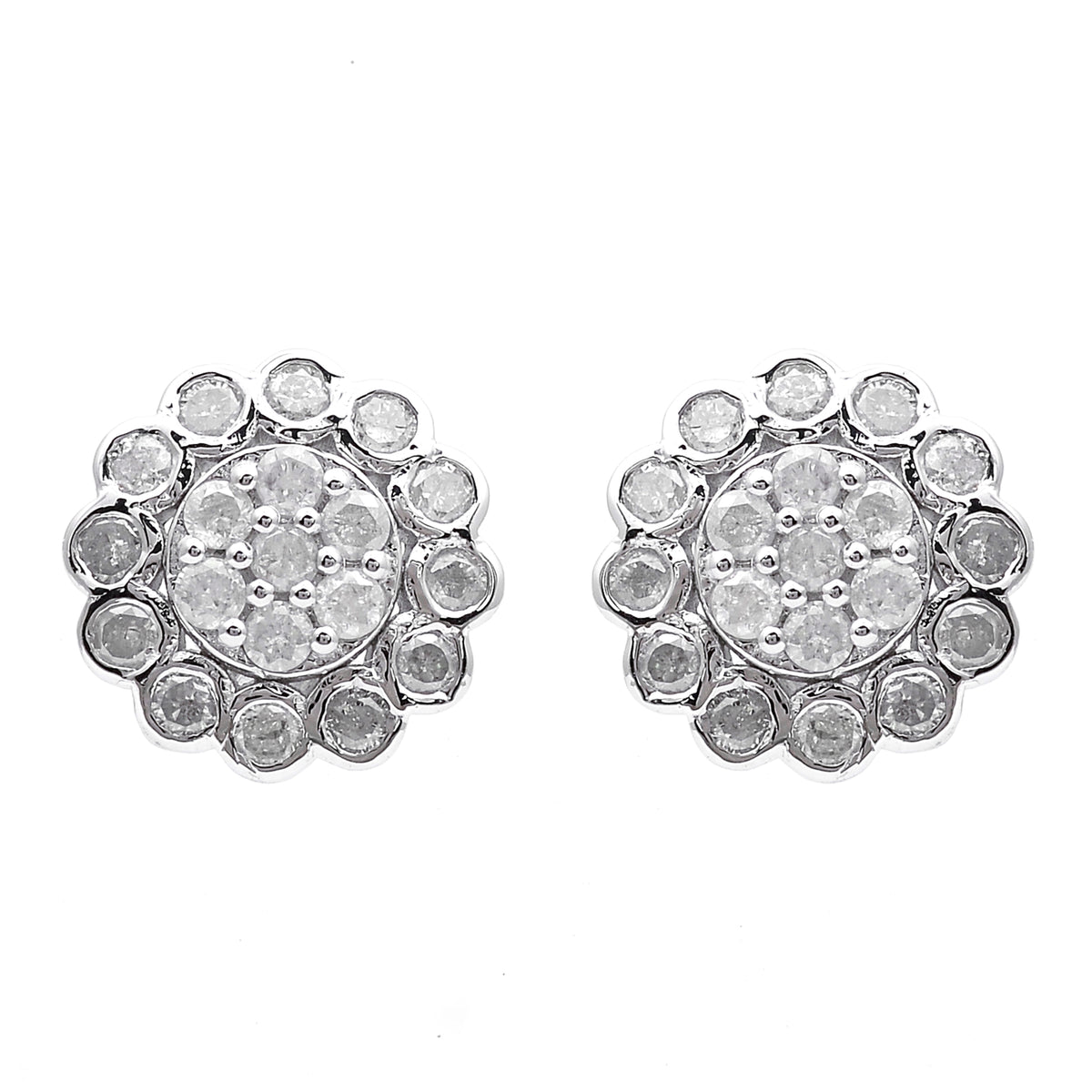 0.88 Ct Round Diamond 925 Sterling Silver Earrings