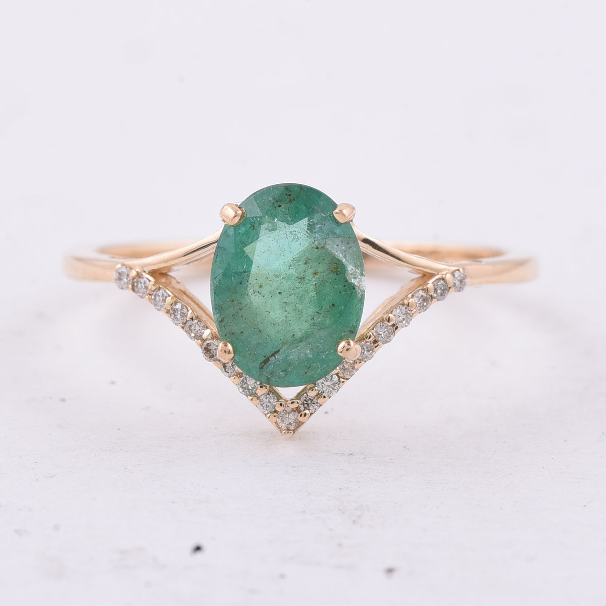 1.28 Ct Oval Natural Emerald 14K Gold Ring