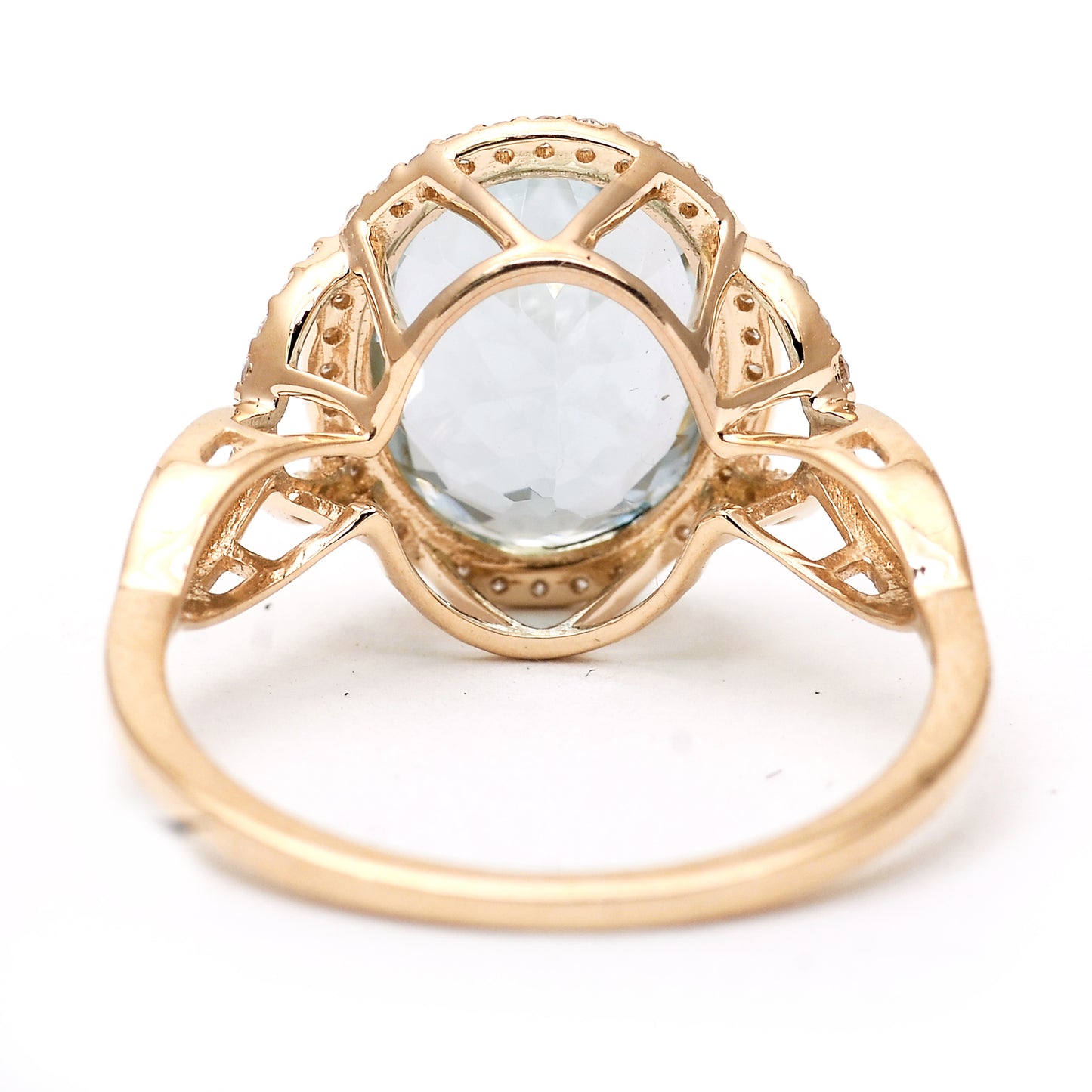 3.57 Ct Oval Mixed Cut Natural Aquamarine 14K Gold Ring