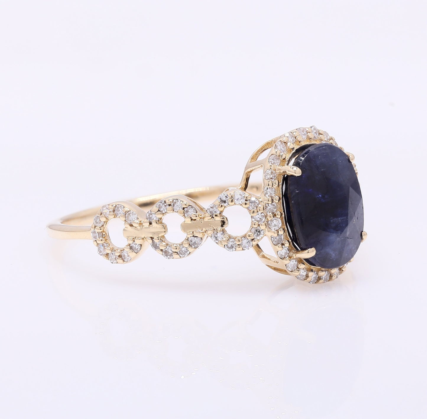 2.37 Ct Cushion Mixed Cut Natural Sapphire 14K Gold Ring