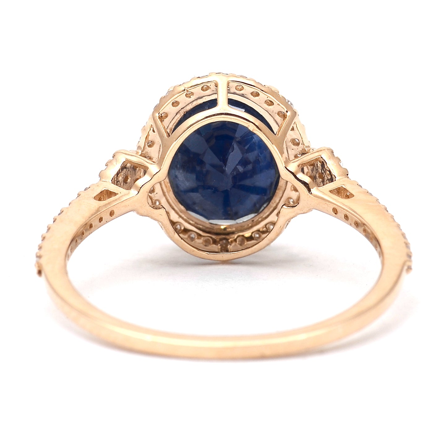 3.45 Ct Oval Mixed Cut Natural Sapphire 14K Gold Ring