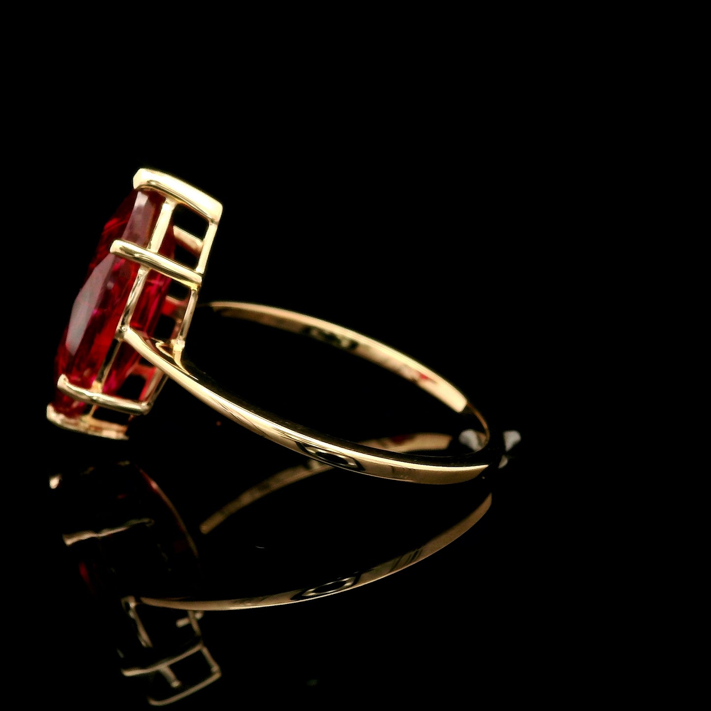 3.59 Ct Marquise Mixed Cut Lab Grown Ruby 14K Gold Ring