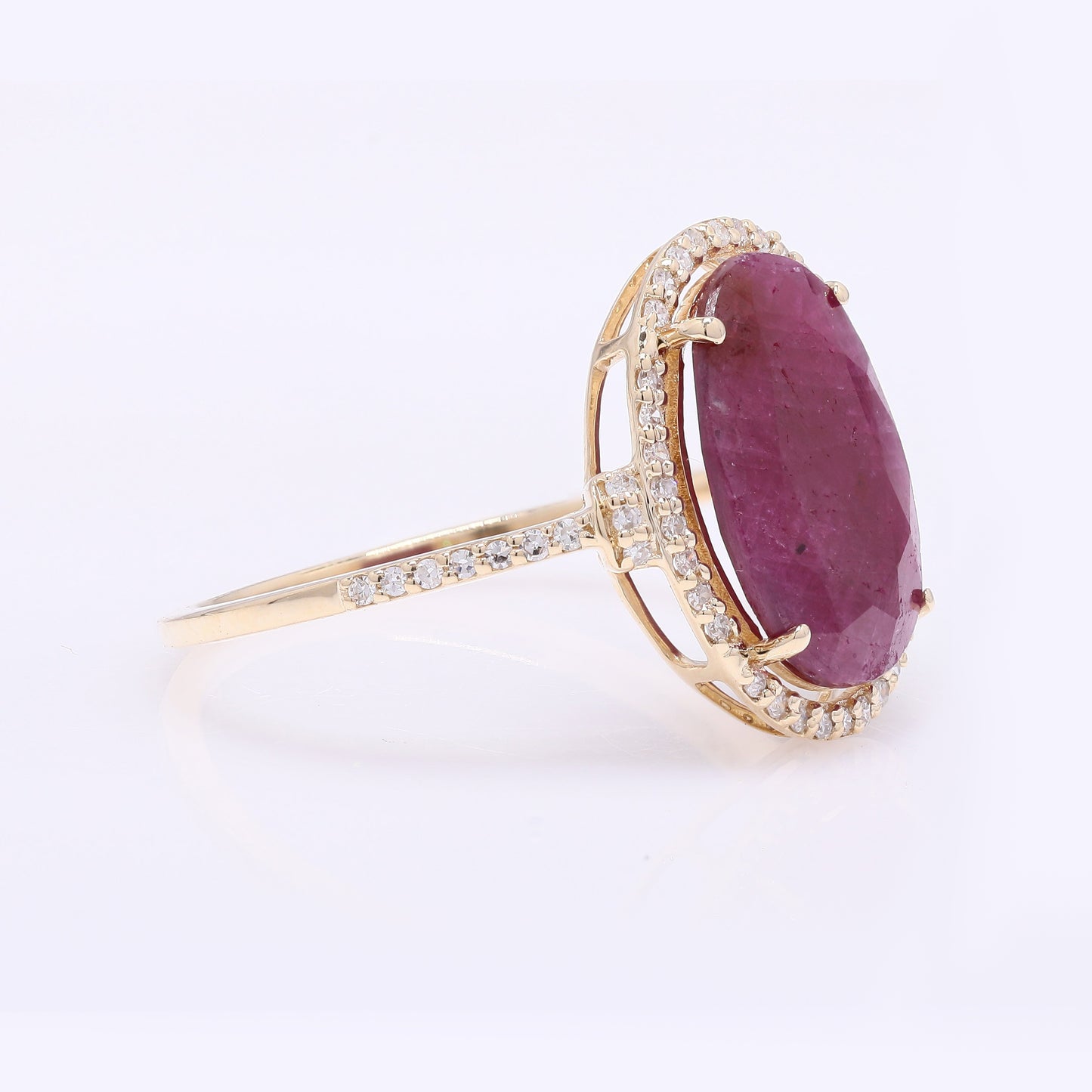 3.25 Ct Oval Mixed Cut Natural Ruby 14K Gold Ring