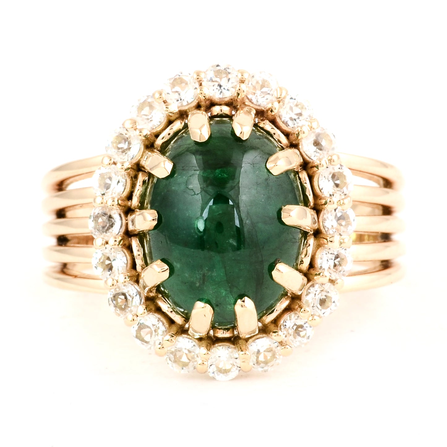 5.62 Ct Oval Natural Beryl Emerald 14K Gold Cocktail Ring