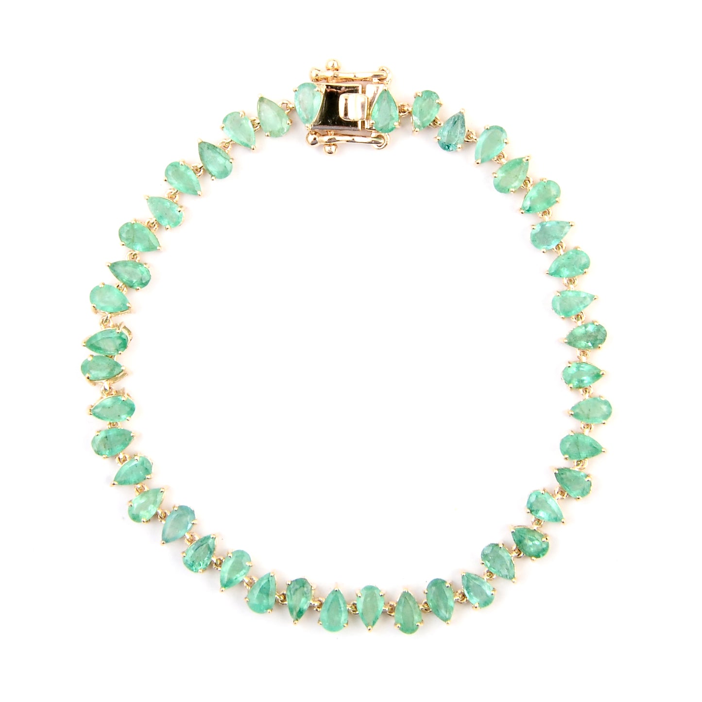 7.68 Ct Pear Emerald 14K Gold Braclet