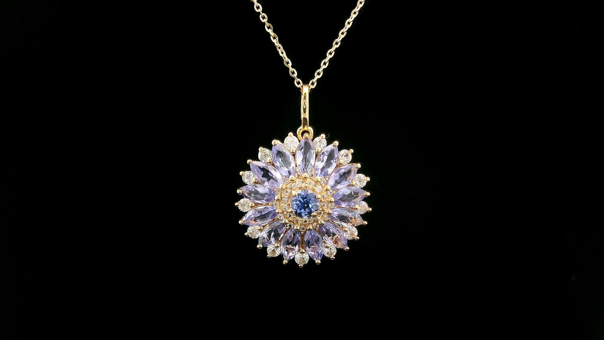 2.48 Ct Round Tanzanite 14K Gold Pendant