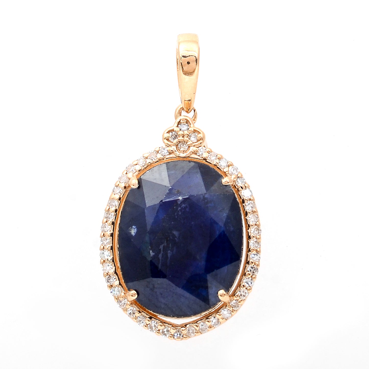5.80 Ct Oval Mixed Cut Natural Sapphire 14K Gold Pendant