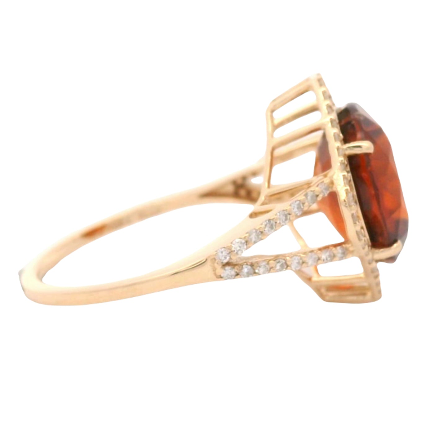 5.42 Ct Round Hessonite 14K Gold Ring