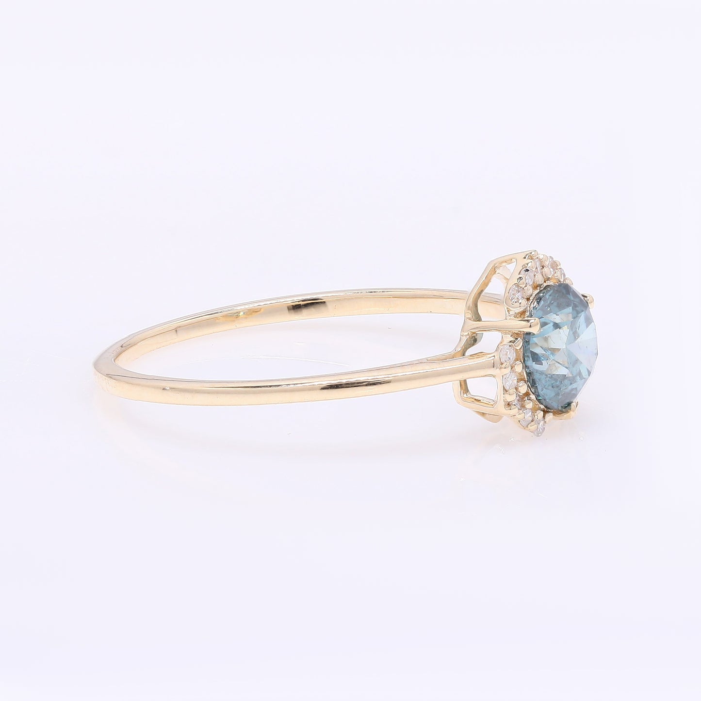 0.74 Ct Round Blue Diamond 14K Gold Ring