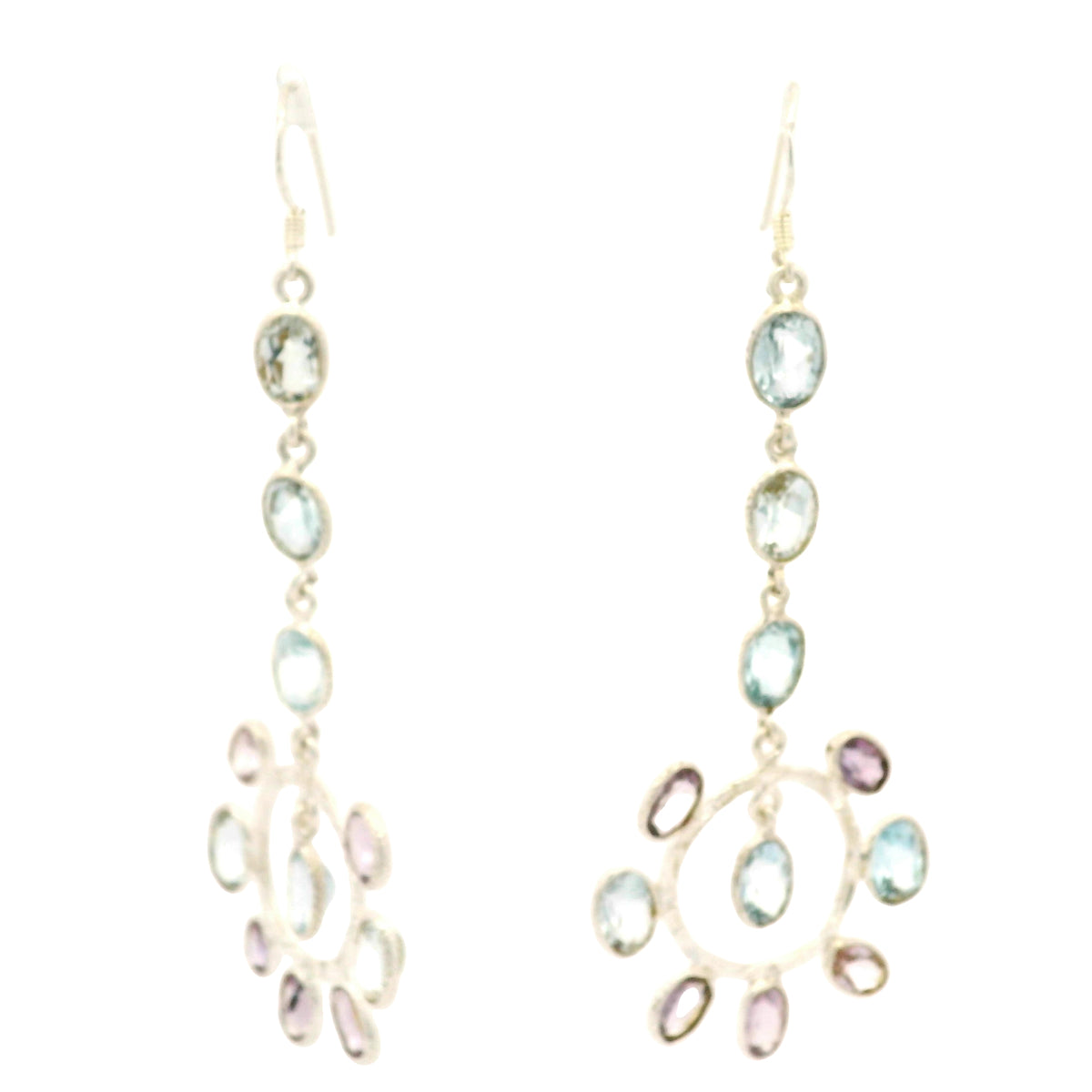 18.33 Ct Amethyst, Blue Topaz 925 Sterling Silver Earrings