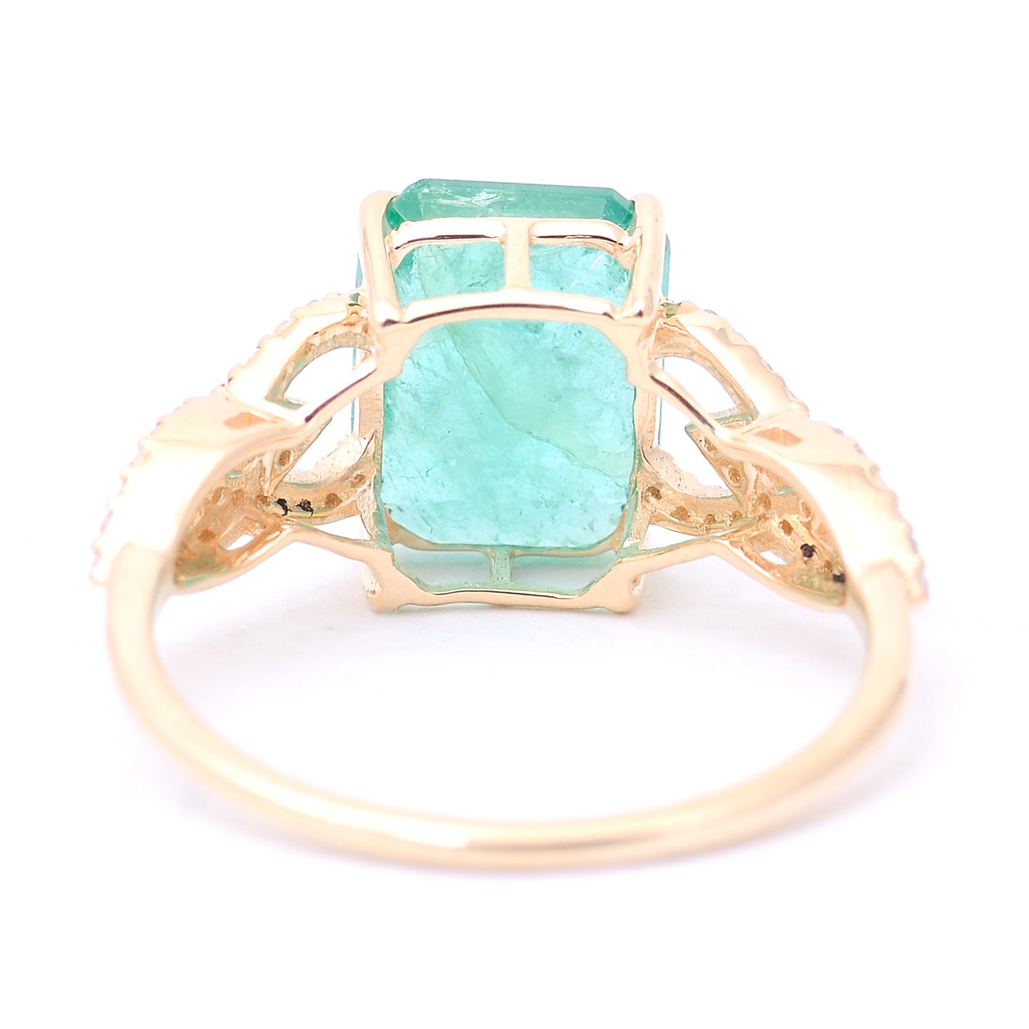 3.21 Ct Octagon Step Cut Natural Emerald 14K Gold Ring