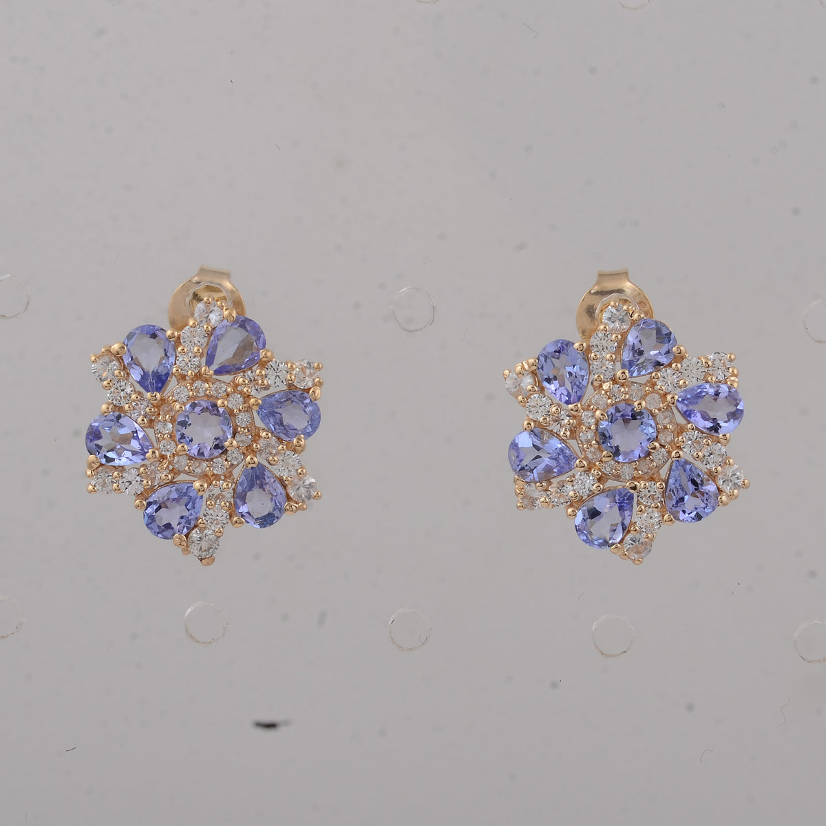 2.83 Ct Round Tanzanite 14K Gold Earrings