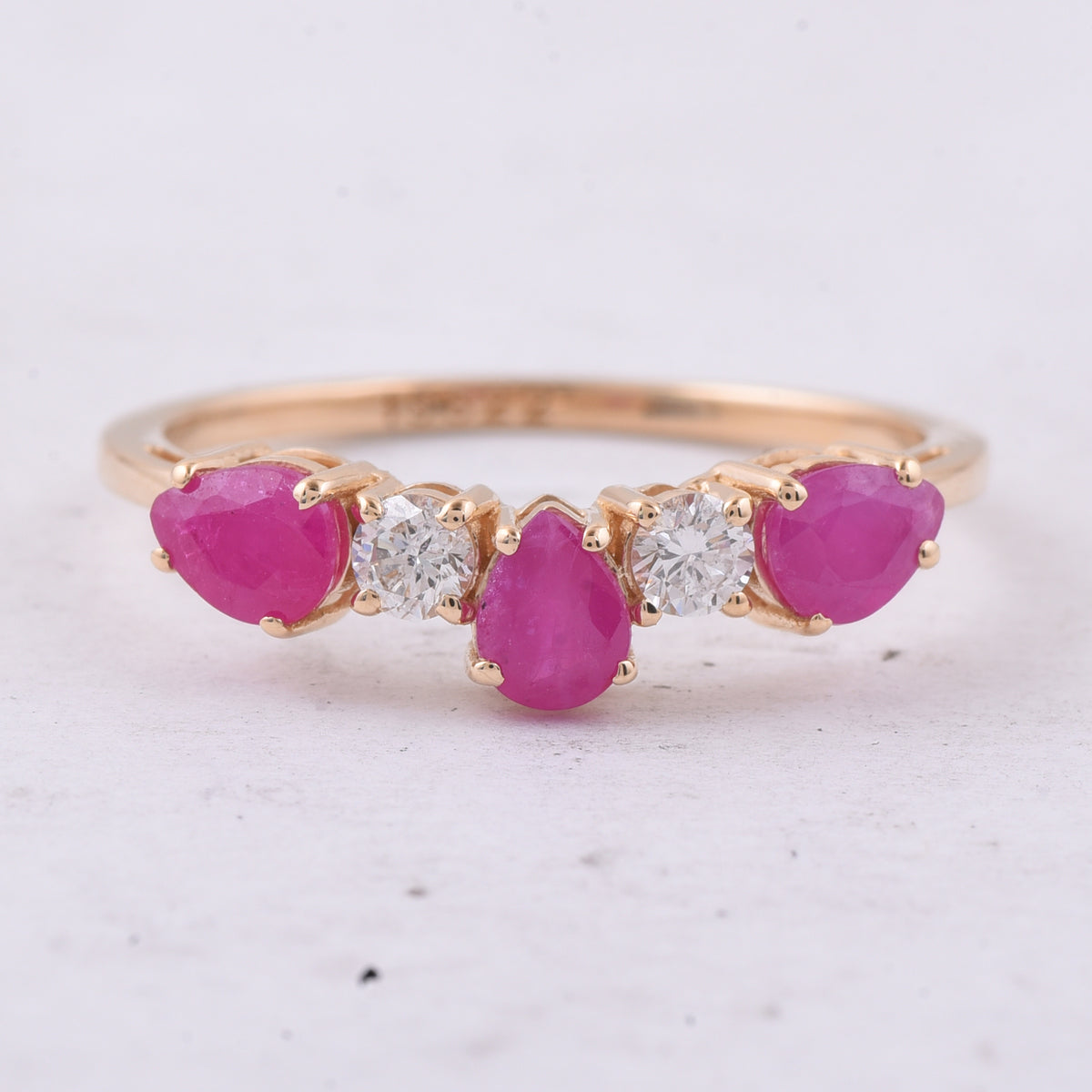 1.14 Ct Pear Natural Ruby 14K Gold Ring