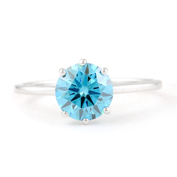 1.60 Carats Blue Lab Grown Diamond 14K Gold Ring