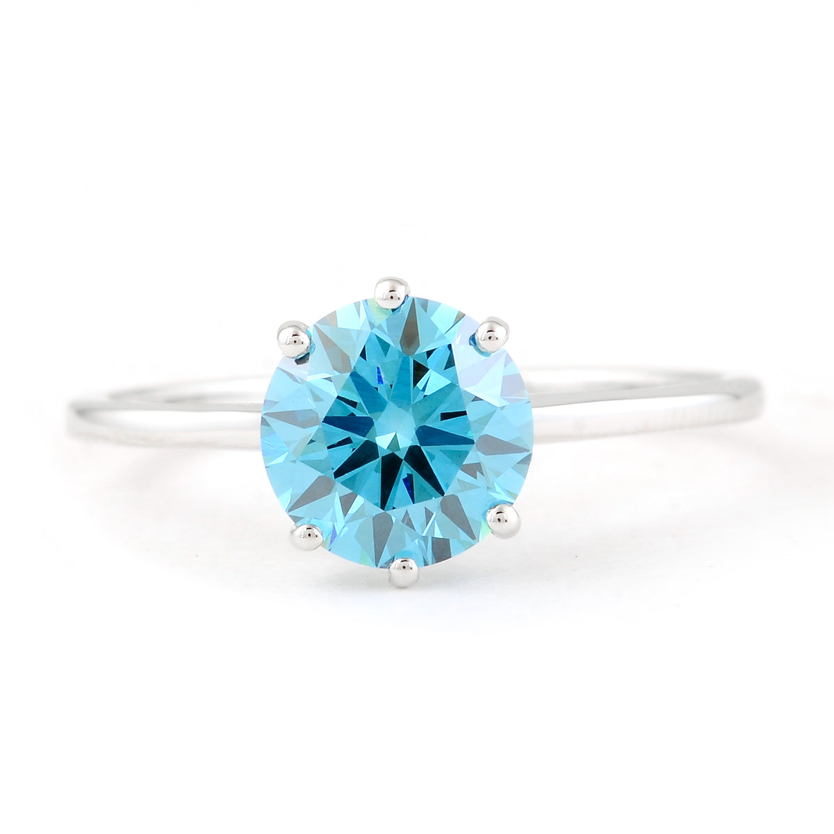 1.60 Carats Blue Lab Grown Diamond 14K Gold Ring
