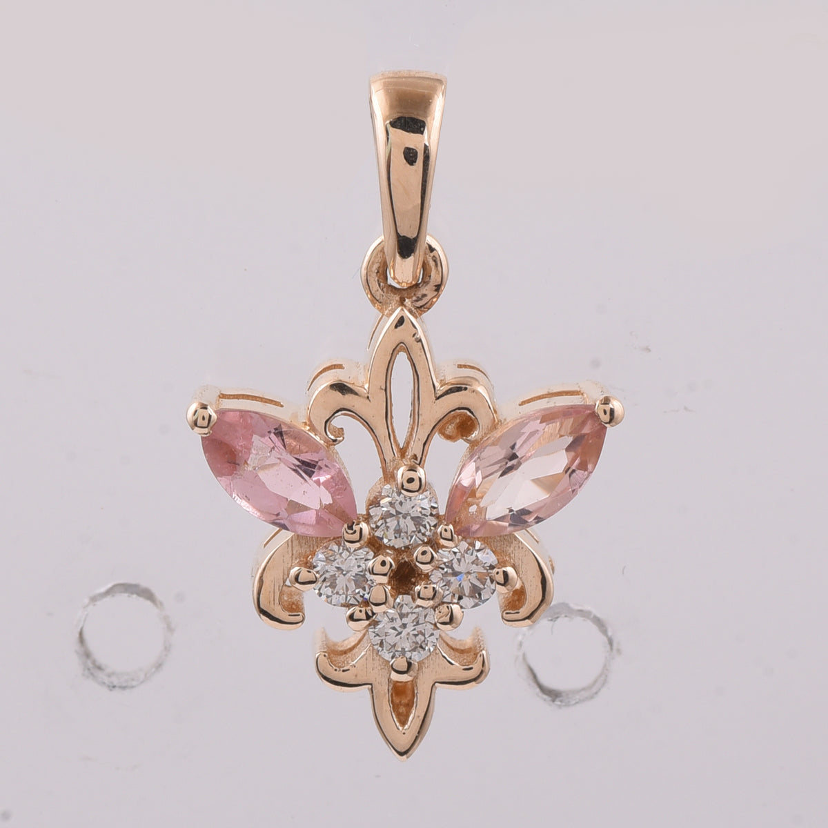 0.42 Ct Marquise Natural Multi-Coloured Tourmaline 14K Gold Pendant
